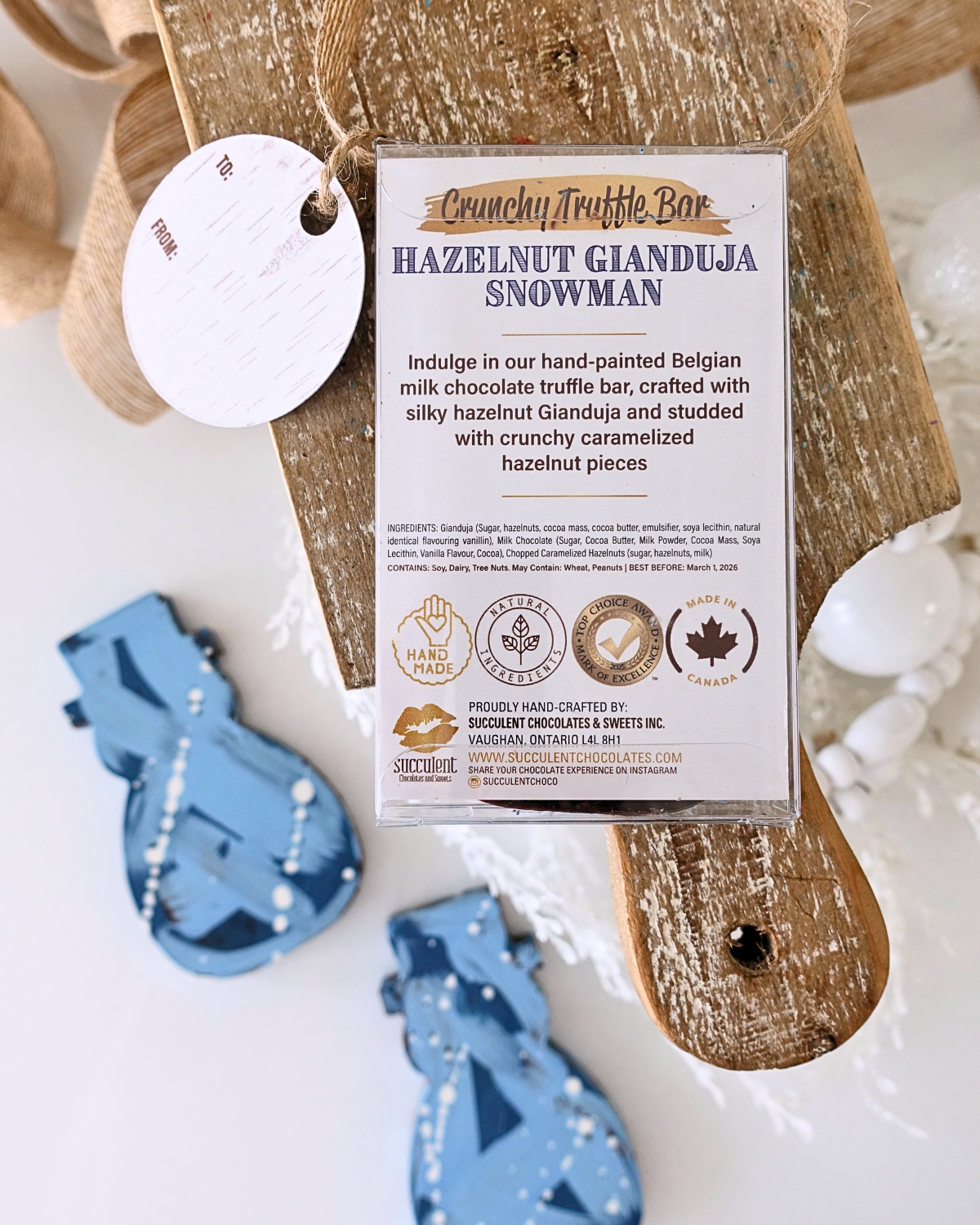 Crunchy Hazelnut Gianduja Snowman (Ornament Box)